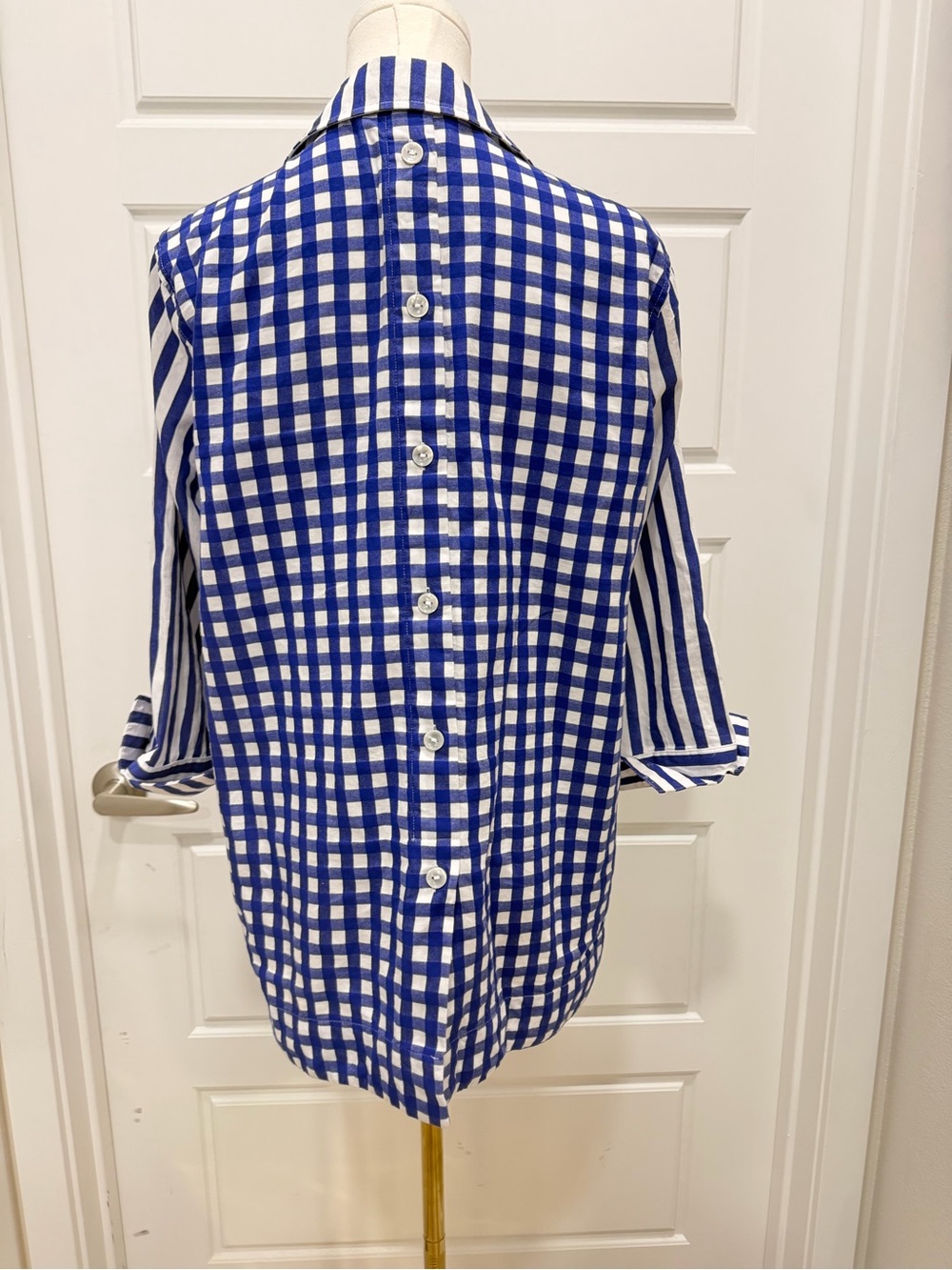 Ali Miles Striped Blue and White Collared Tunic Top - Picture 4 of 5